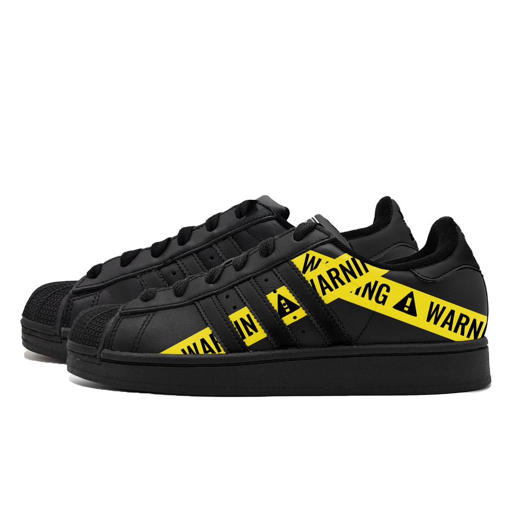 adidas Originals Superstar 2 Gelbe Warnung Dämpfung, Abriebfeste Niedrige Skateboard-Schuhe Unisex Schwarz JI0079(Team499-)