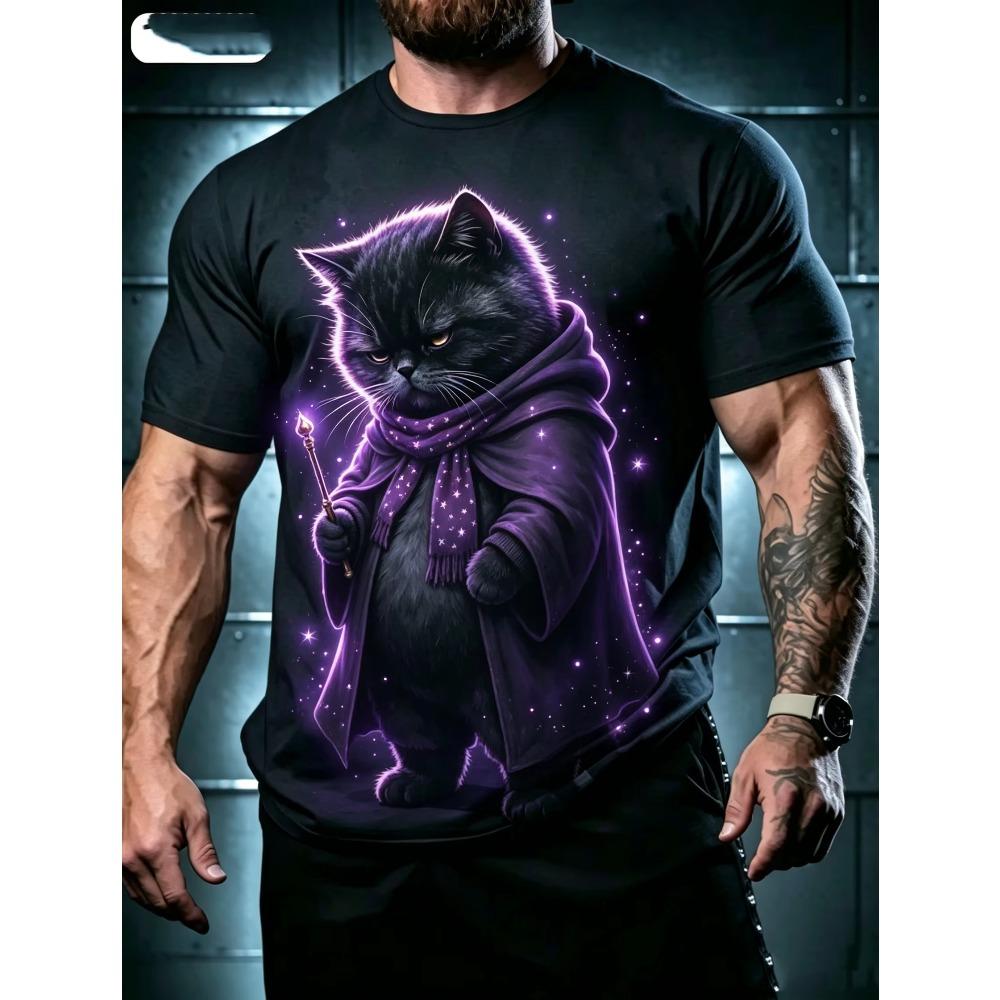 Creative Animal Cat 3D Print Pattern Crew Neck Tee Men Women Summer Fashionable Comfortable Novelty Short Sleeve T-shirt