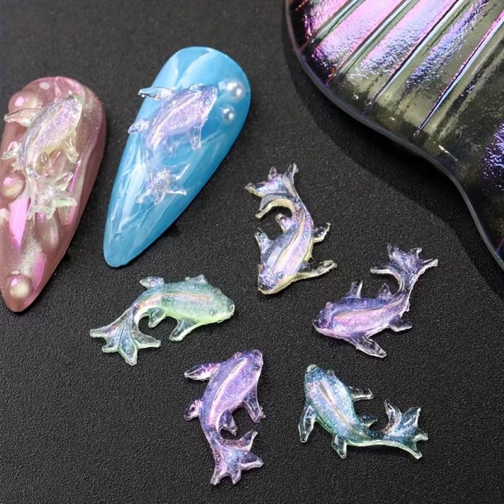 100 Pcs Resin Ocean Aurora Nail Rhinestones Mini Shiny Goldfish DIY Sea Series Nail Jewelry  Ladies
