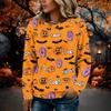 Women's Long Sleeve Flannel Top with Halloween Print for Fall Holiday