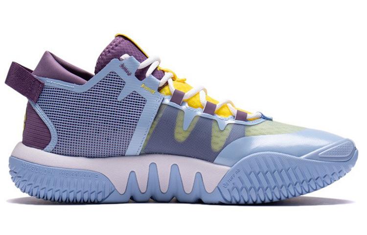 Li Ning Badfive 2 Low Rebound Cushioning Slip Resistant Abrasion Resistant Low Top Basketball Shoes Men's Blue Purple ABFS003-2