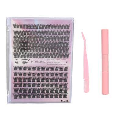 126 Clusters DIY Lash Extensions Kit D Curl Fluffy Individual Lash Extensions Kit with 3ml Lash