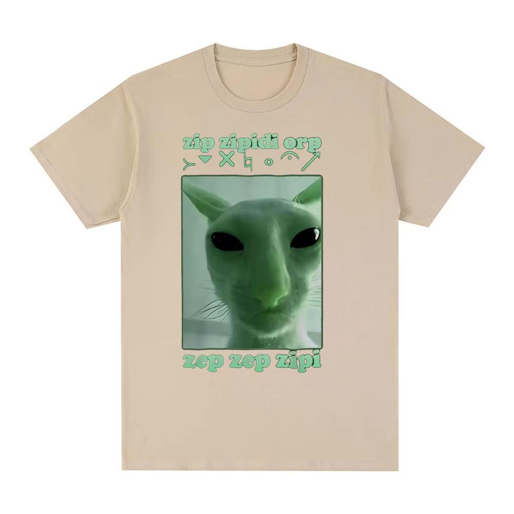

2025 Смішна футболка з котом-інопланетянином, Данк Мем, Чоловіча Жіноча Мода, Вінтажні Футболки, Повсякденні Бавовняні Футболки з Коротким Рукавом, Вуличний Одяг XXXL