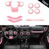 10PCS Full Interior Dashboard Cover Trim PinK Part For Jeep Wrangler JK 2011-17