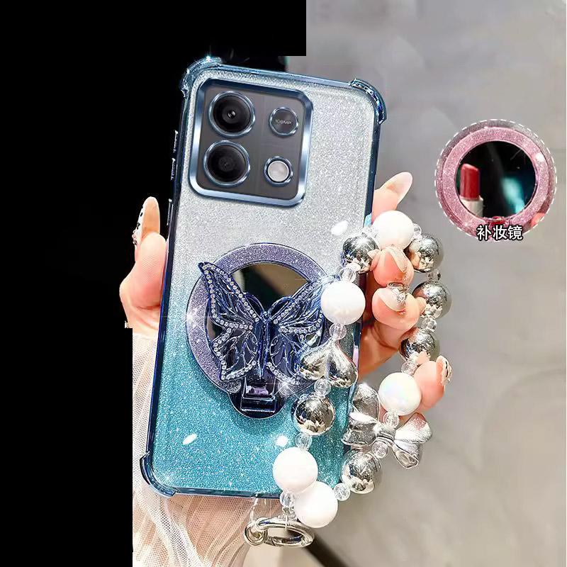 Mirror Shockproof Glitter Magnetic Case for Motorola MOTO Edge 60 50 Edge60 Fusion Pro Neo Butterfly Phone Holder bracelet Cover