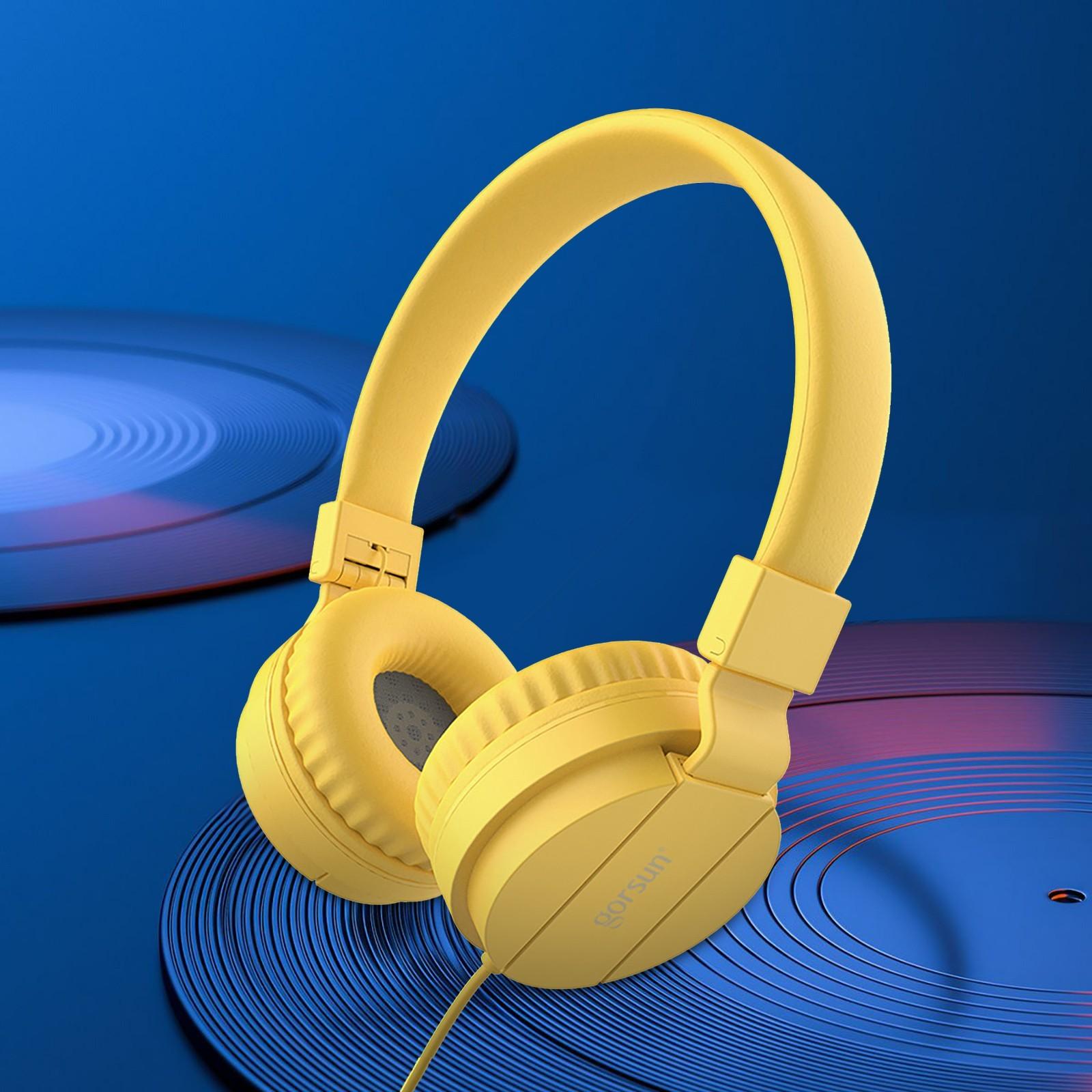 

Универсальная складная стереогарнитура с активным шумоподавлением и сабвуфером Проводная гарнитура жёлтый