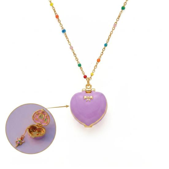 Openable Heart Charm Necklace Heart Box Pendant With Mini Figurine 1 Pc