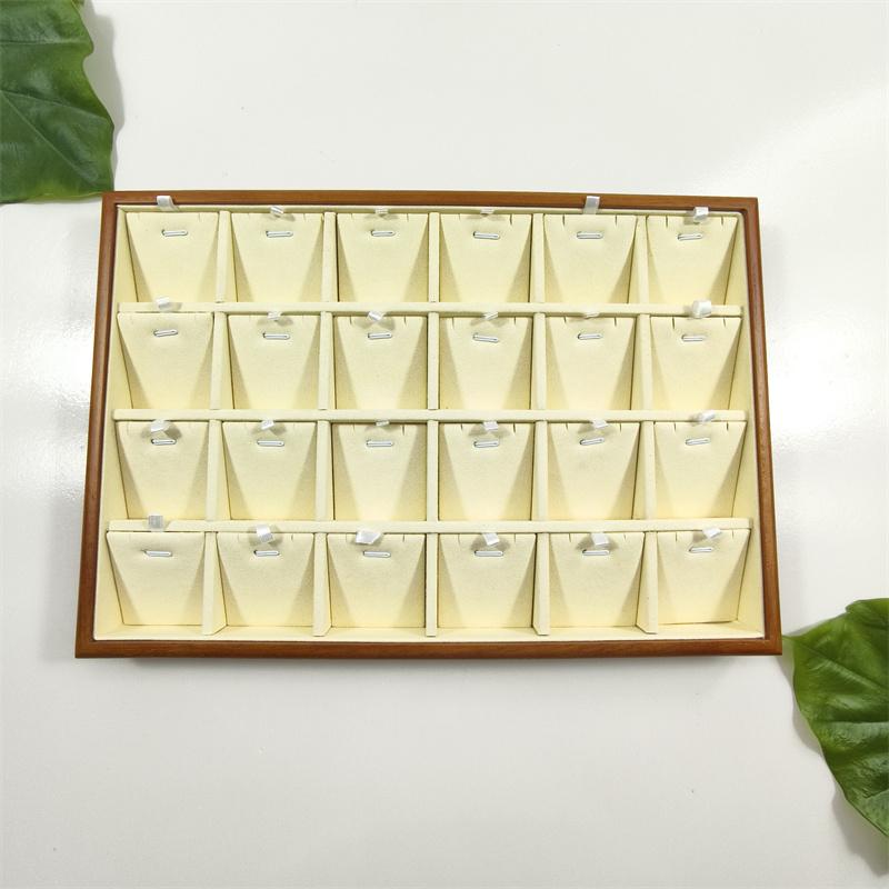 Luxury Solid Wood 24-Slot Necklace and Earring Display Tray