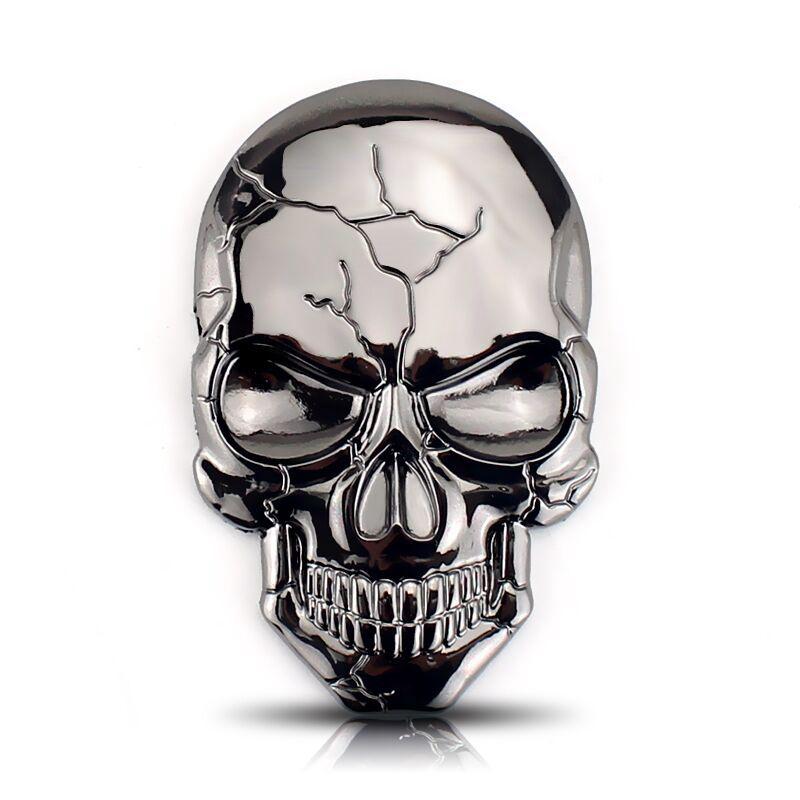 Metal Ghost Skull Sticker Crack Skeleton Car Decorate Motorcycle 3D Decal Stickers Emblem Badge Buccaneer Head Skull