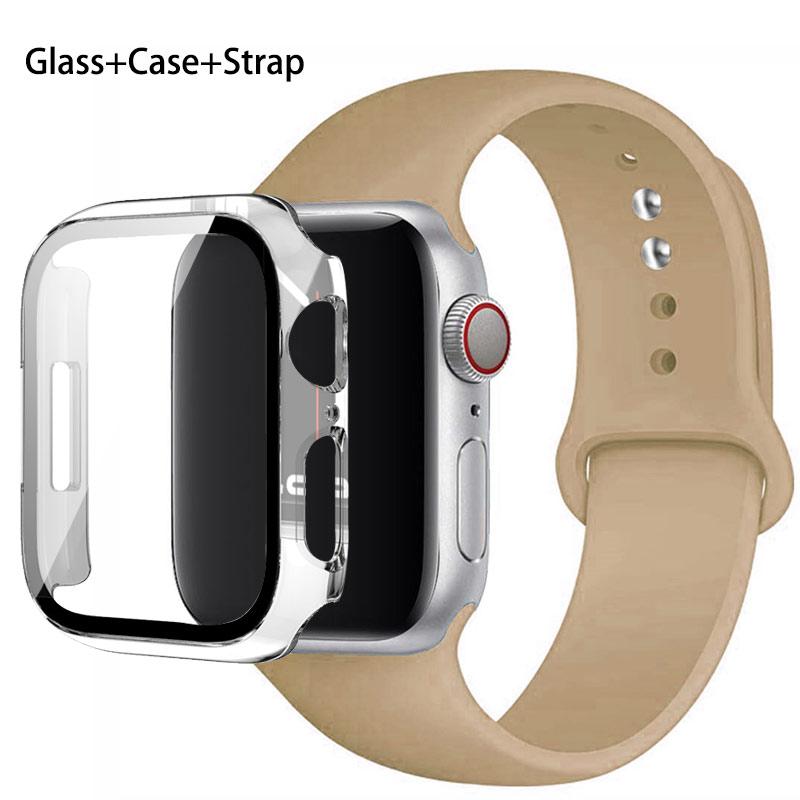 Glas + Gehäuse + Armband für Apple Watch Band 44/40/45/41/38/42/44 mm. Silikonarmband für iWatch Serie 3, 4, 5, 6, SE 78