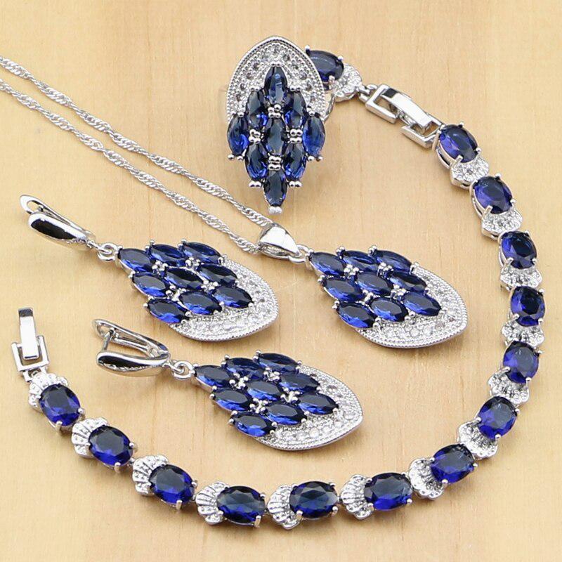 Buy Silver Color Jewelry Sets Blue 