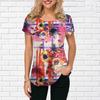 Summer Round Neck 3D Floral Patchwork Print T-shirts Fashionable Casual Short Sleeved Women's T-shirts