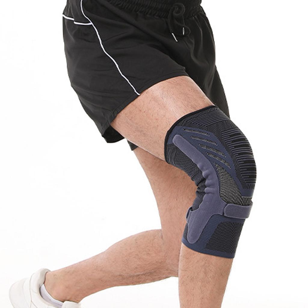 Compression Knee Brace Sleeves Breathable Knit Non-Slip Knee Support with Double-sided Spring Stabilizers