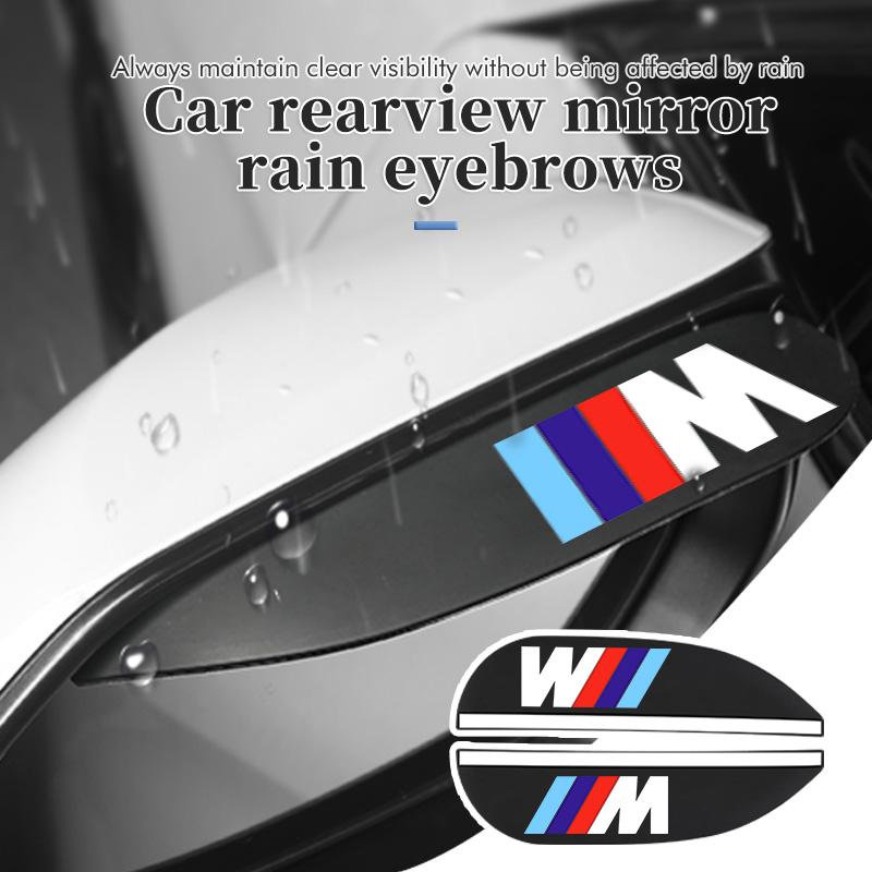 EBGU9 2pcs Car Sun Visor Rearview Mirror Rain Eyebrow Shield Sticker For BMW M 1 3 4 5 6 7 Series X1 X3 X4 X5 G20 G38 F48 E36 E39
