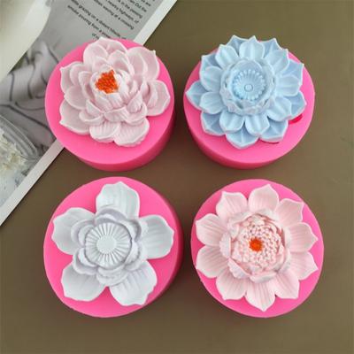 DIY Rose Lotus Kerze Silikonform 3D Blume Aromatherapie Harzform Backen Kuchen Schokolade Seifenherstellungswerkzeug