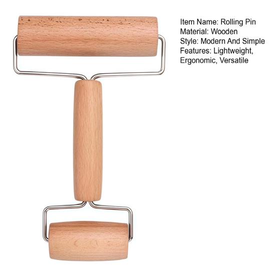 Wood Rolling Pin Non-Stick Dough Roller for Pizza Pastry Ergonomic Mini Dough Rolling Pin Easy-Clean Essential Baking Tool for Home Kitchen