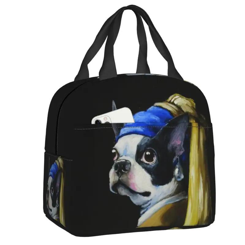 Boston Terriers Love Mistress Dogs cutii de prânz portabile, etanșe, cooler termic pentru alimente, geantă de prânz izolată, școală pentru copii