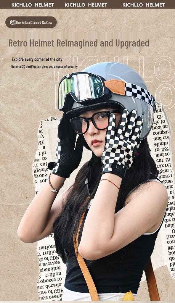 3C Certified Retro 3/4 Safety Helmet for Motorcycles & Electric Scooters – Unisex, All-Season