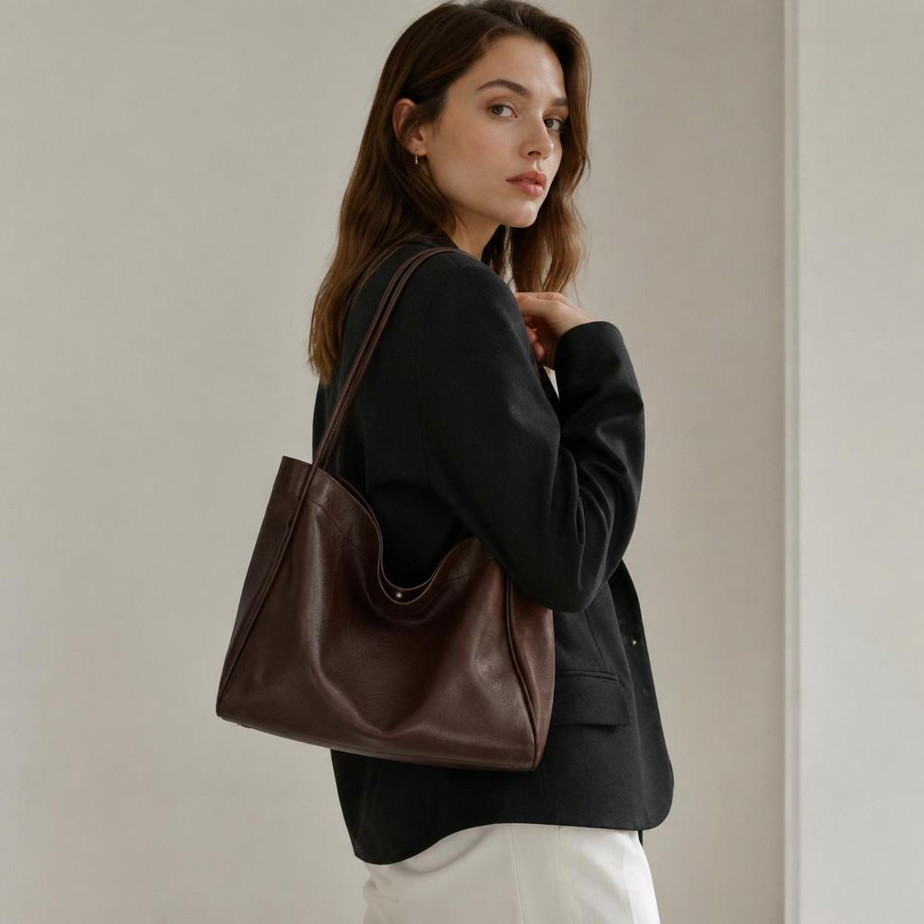 Trendy British-Style PU Leather Tote: Large Capacity, Versatile Commuter Shoulder Bag