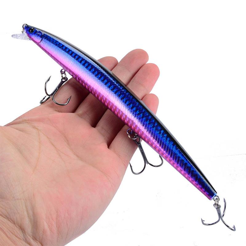 18Cm 24G Big Long Fish Minnow Sea Fishing Lure Bait 3D Eyes Strong Hooks Lures