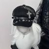 Cute Inns Hat Beret Y2k Hats for Women Men Hat Punk Subculture Painter Hat Versatile Metal Rivet Cross Hats