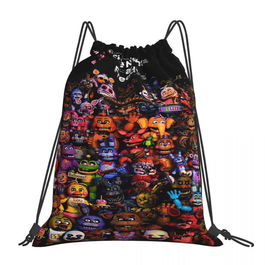Five N Ights At Freddy's FNAF Backpacks Portable Drawstring Bundle Pocket Sundries Bag Book Bags for Man Woman School