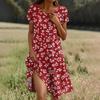 Boho šaty s krátkým rukávem pro ženy Ležérní volný střih letní letní šaty s květinovým potiskem šaty s kapsami