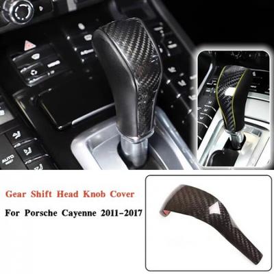Real Carbon Fiber Style Gear Shift Knob Cover Trim For 2011-2017 Porsche Cayenne