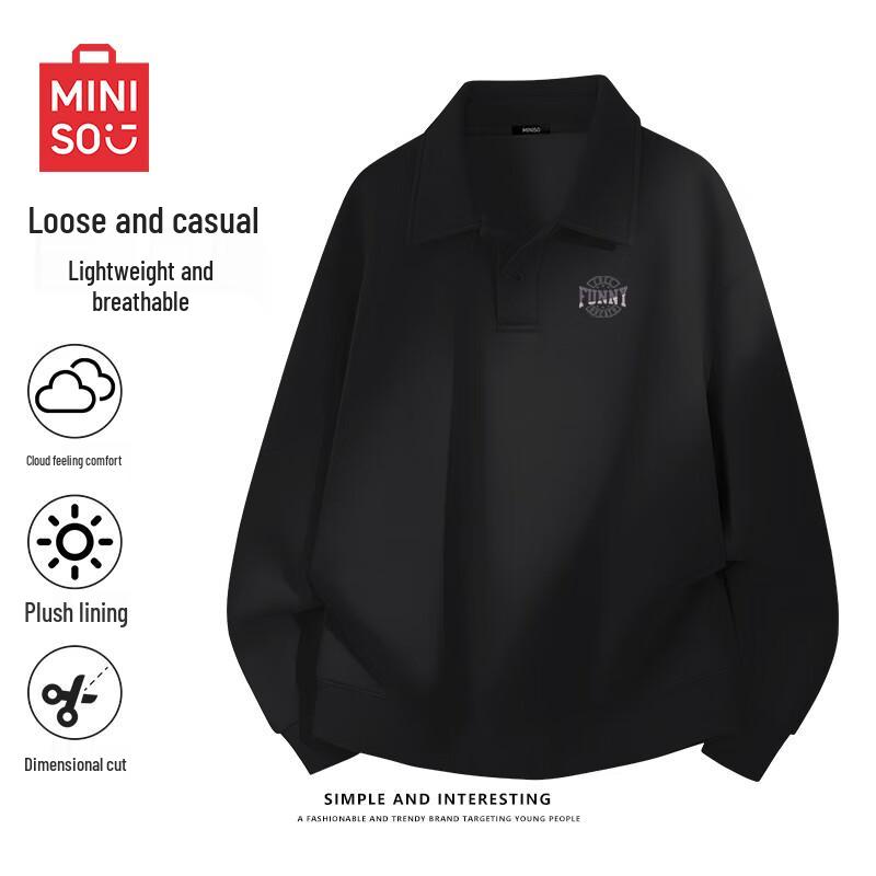 MINISO Men's Casual Fleece POLO Collar Sweatshirt