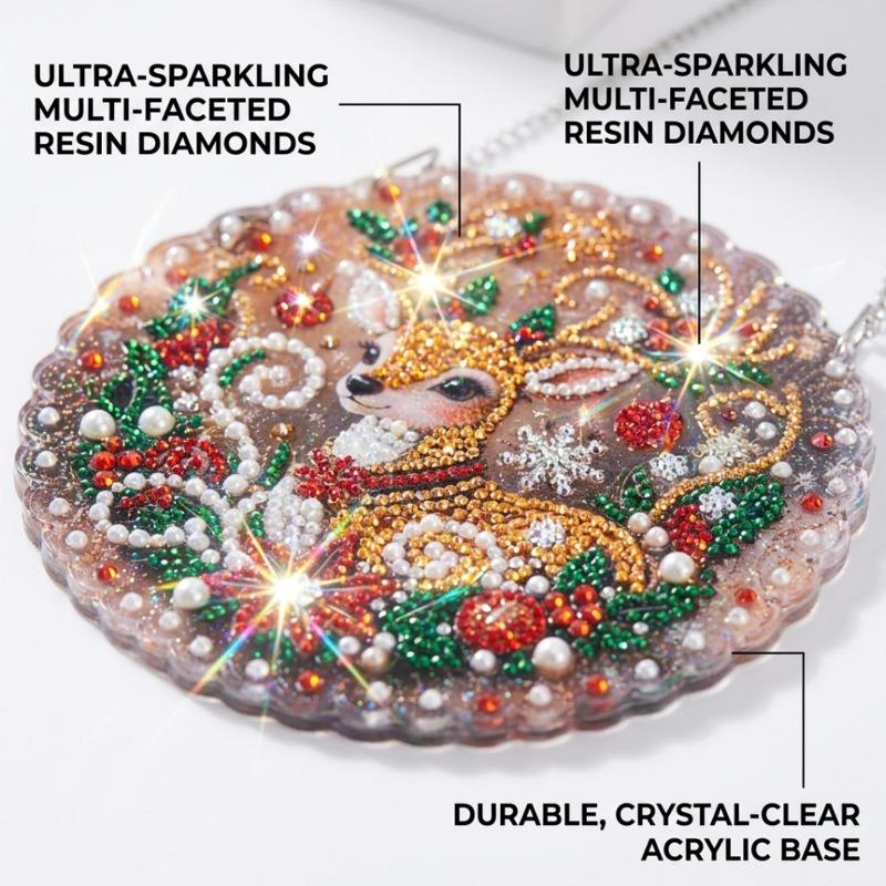 Pearl Diamond Painting Pendant 2D Flat Pearl Bead Crafts DIY Handmade Christmas Decor Hanging Santa Claus Christmas Tree Pattern