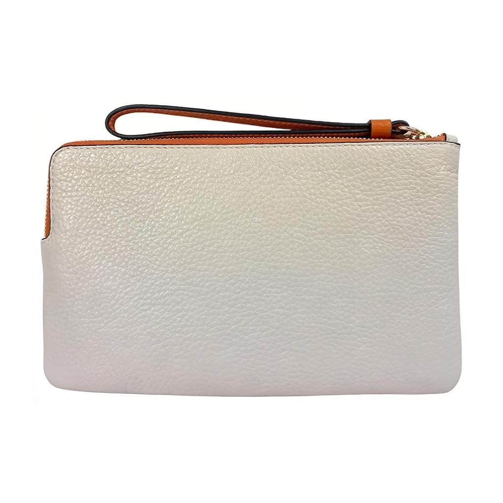 Coach Corner Zip 20 Logo Print Leather Clutch Women Clutch Chalk-White CF458-IMLOT