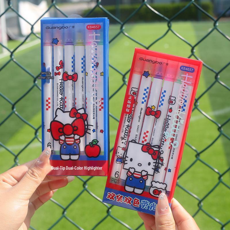 Hello Kitty Double-ended Two-color Fluorescent Marker Pen Chisel Tip