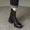 Woman Short Shoes Fur Chelsea Elegant with Medium Heels Booties Black Ankle Boots for Women Leather Winter 2024 New In Hot Chic