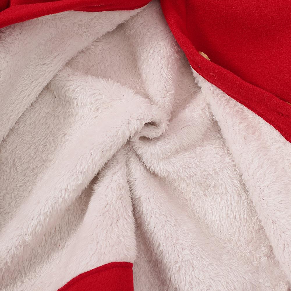 Barnkläder Ny Höst Vinter Flickors Enfärgad Fleecefodrad Huva Enkelknäppt Jacka