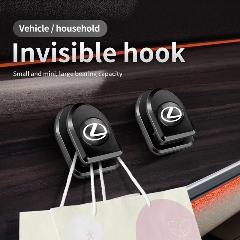 SFSE5 2PCS Car Storage Hanger Auto Logo Hooks Peg Accessories For Lexus F SPORT ES RX NX LS UX LM LX GX LC RZ IS CT GS RC HS SC TX LBX