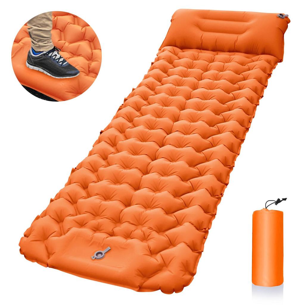 Lightweight Foot-Pump Inflatable Sleeping Pad: Portable, Moisture-Proof, Outdoor, Car-Mounted Bed