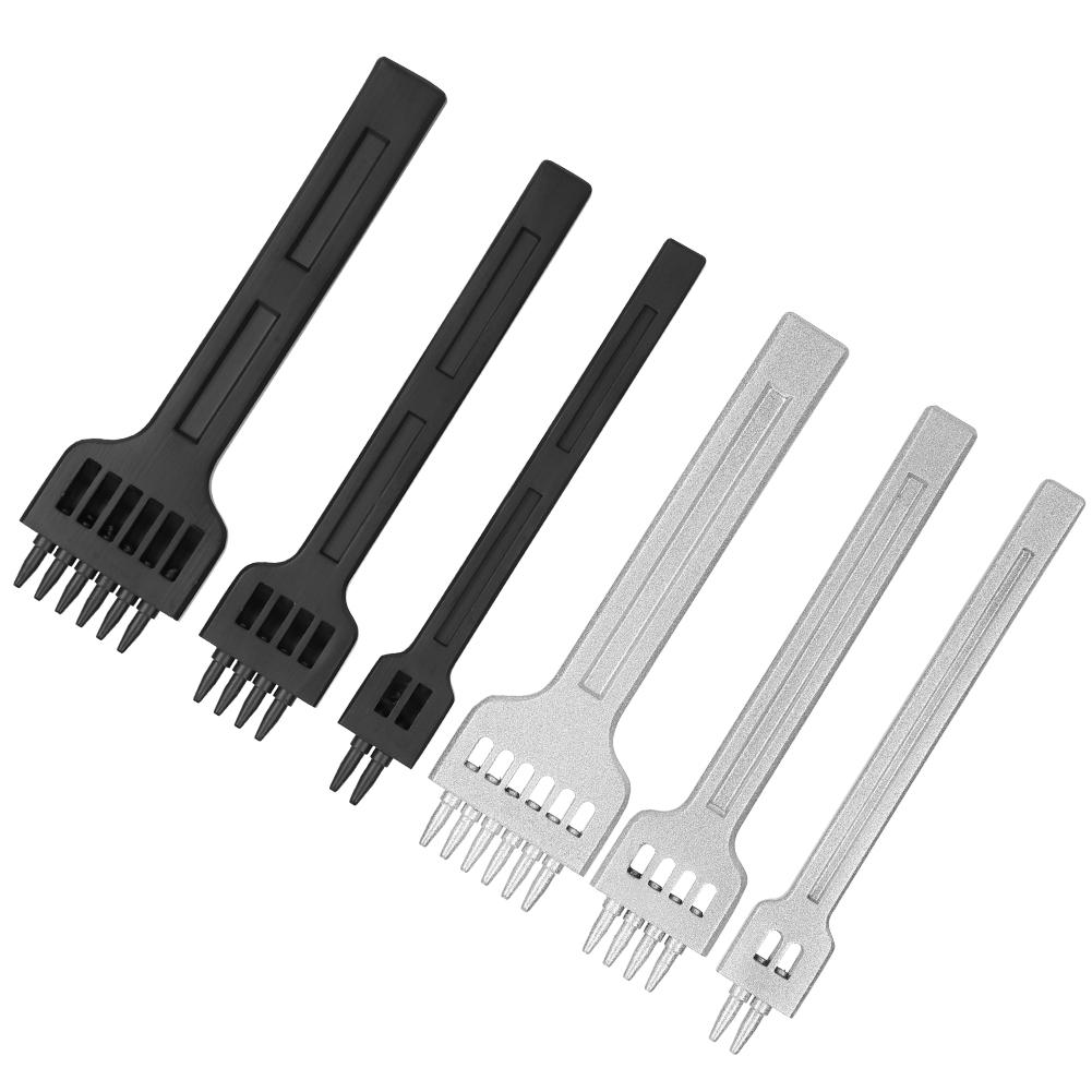 6ks Hrotové dláto Kulatý otvor DIY Kožený děrovací nástroj Vysokouhlíková ocel 2 otvory 4 otvory 6 otvorů 4mm