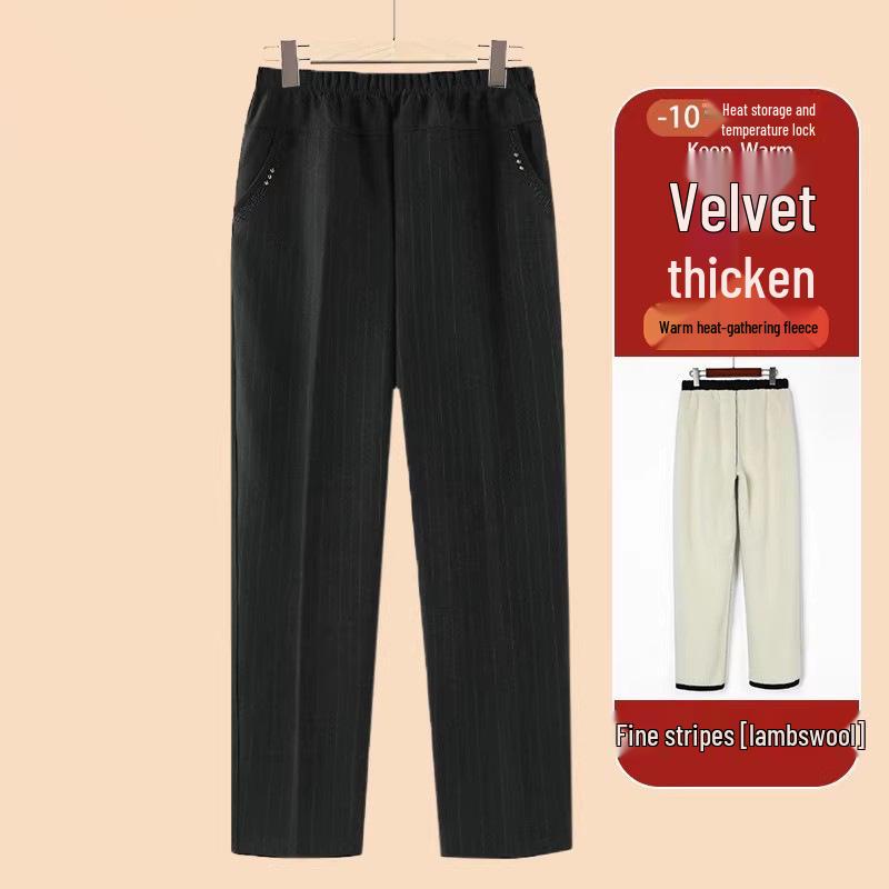 Women's Fleece-Lined Lamb Wool Pants for Petite and Plus Sizes - Loose, Thick, and Ideal for Outdoor Wear