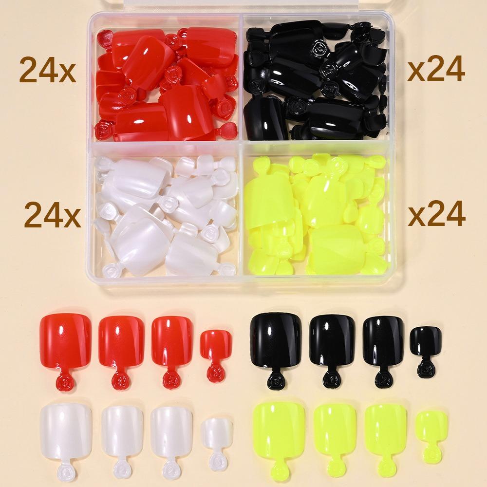 96/144/288 Pcs Artificial Fake Toenail Short Square Foot Nail Art Tips Foot Extension