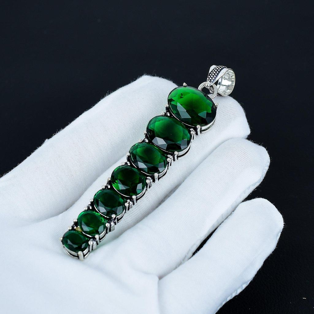 Green Tourmaline Pendant, 925 Sterling Silver Pendant, Handmade Pendant, Antique Pendant, Green Tourmaline Gemstone Pendant, Anniversary Gift