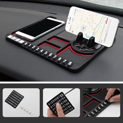 Multifunktionell bil Anti-Slip Mat Telefonhållare Tillfällig parkeringsnummerskylt Panel Storage Pad