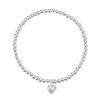 PAULVICE Ball Beaded Heart Pendant Bracelet - Silver