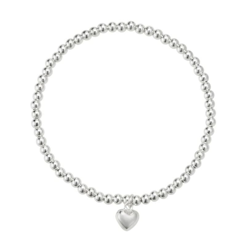 PAULVICE Ball Beaded Heart Pendant Bracelet - Silver