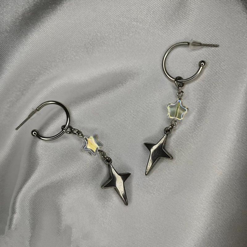 

Star Girl Y2K Spiral Vortex Pendant Earrings For Women Vintage Evil Eye Cross Heart Stainless Steel Eardrop Jewelry Accessories