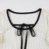 2025 Spring French Style Polka Dot Ruffle Trim Tie-Up Slim Fit Top for Women