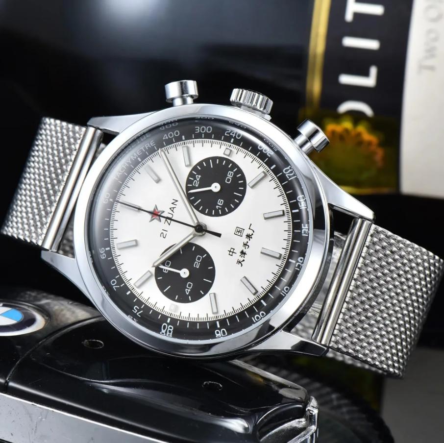 Reloj Mecánico Cronógrafo Piloto Retro para Hombre, 1963 Movimiento Seagull Carga Manual Reloj de Pulsera para Hombres