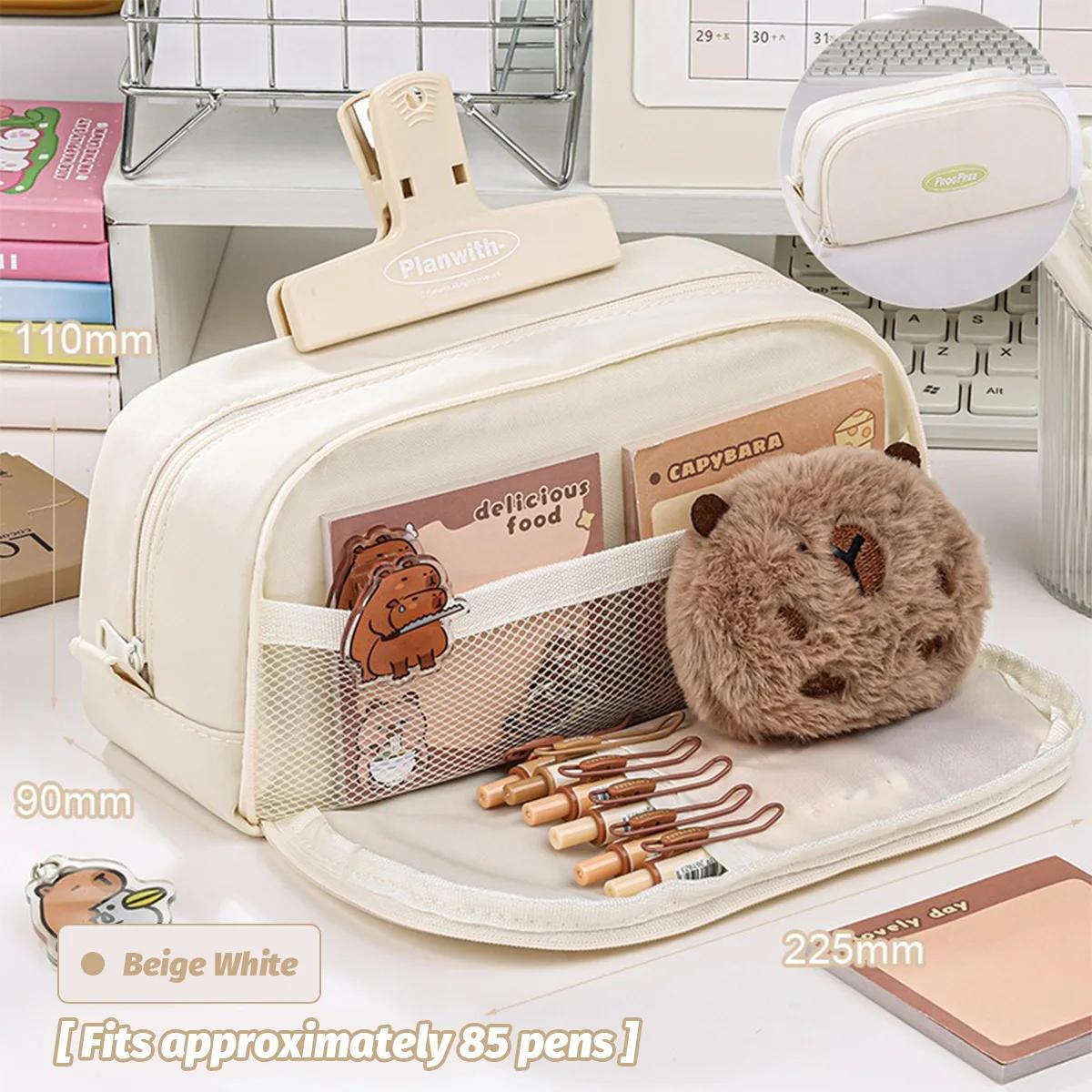 

Cute Korean Pencil Bag Double-layer Pencil Case Simple Large Capacity Pencil Pouch High-value Primary School Student Stationery белый