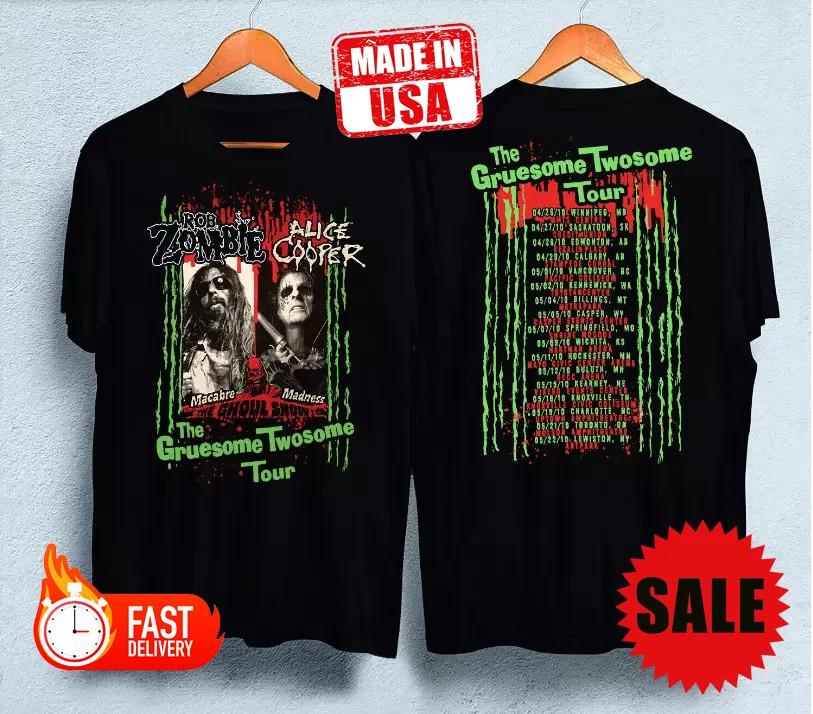 Rob Zombie Alice Cooper The Gruesome Twosome Tour Unisex T-shirt S-5XL Unisex T-Shirt L