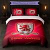 Set Biancheria da Letto Personalizzato Middlesbrough FC con Nome Testo 1 Copripiumino + 2 Federe Logo Calcio Regalo Personalizzato per Occasioni Speciali Decorazione Camera da Letto