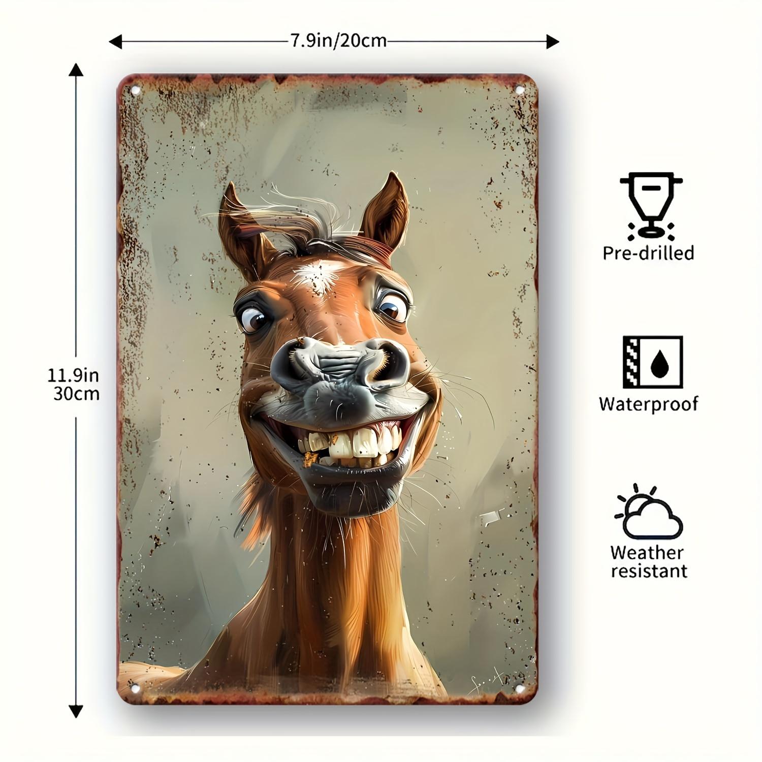 

Humorous Retro Horse Head Metal Wall Art xcm Perfect for Home Pub Coffee Shop Decor Durable Iron Craft 20x30cm（7.8x11.8inch）